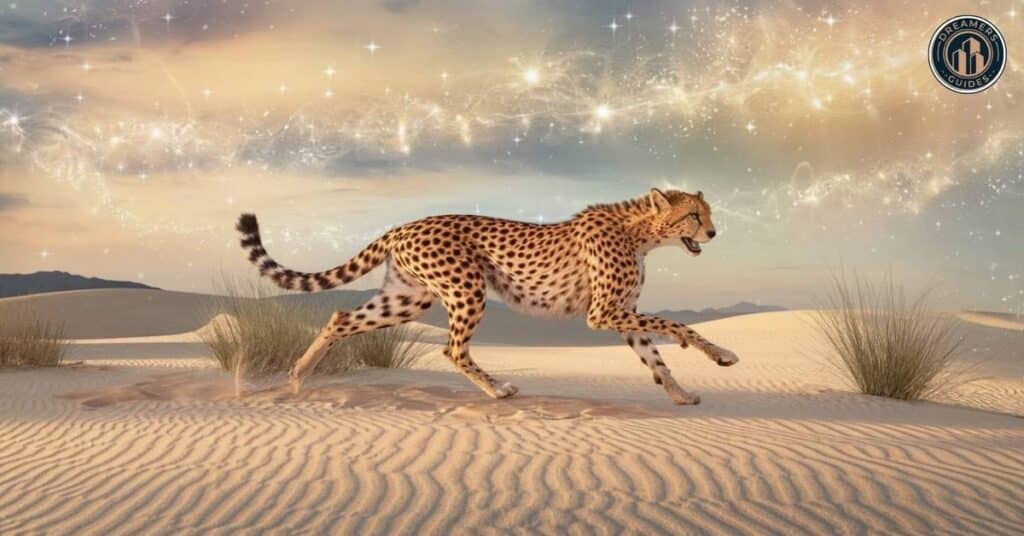 Seeing cheetah in dream is good or bad: Dream-like cheetah symbolizing divine guidance and spiritual awakening in biblical contexts.