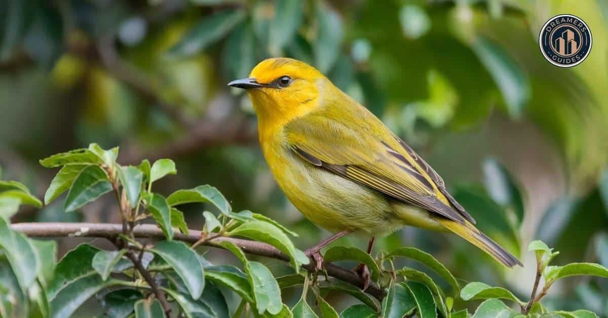 A yellow bird perched on a branch, symbolizing the deeper meaning of yellow bird sightings.