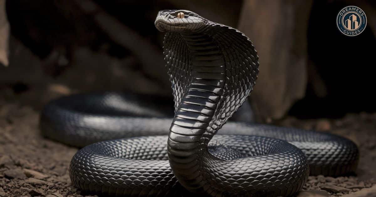 Black cobra representing deep wisdom, mystery, and the transformative power of inner darkness.