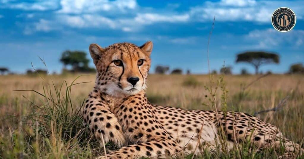 Seeing cheetah in dream is good or bad: Cheetah in the savanna illustrating its rarity and symbolic relevance in biblical narratives.