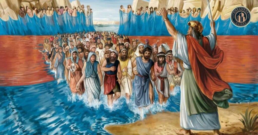 Moses leading the Israelites to freedom, illustrating the biblical theme of deliverance and the dream of being kidnapped and escaping biblical meaning.