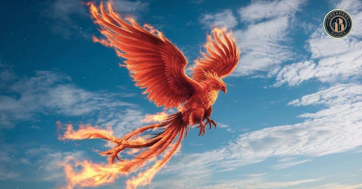 A phoenix rising from ashes, symbolizing strength and resilience.