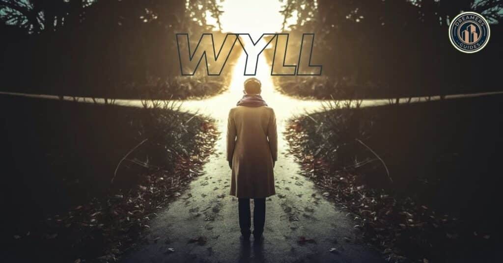 Person at a crossroads symbolizing the determination and spiritual symbolism of 'wyll'.