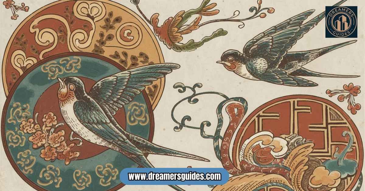 Swallow birds in mythology – cultural symbolism of renewal, divine messages, and good luck.